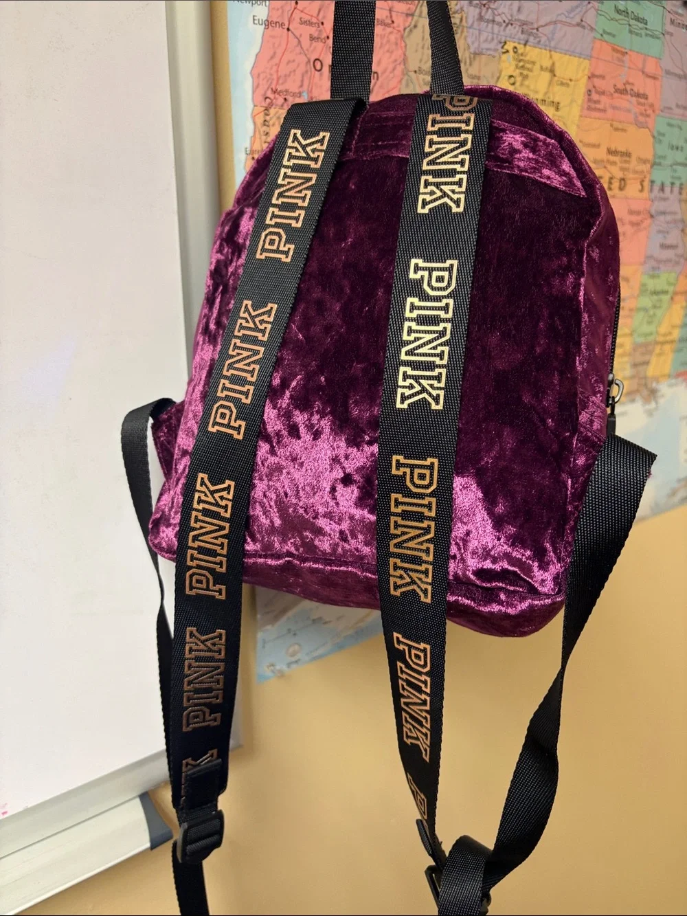 PINK Victoria's Secret Plush Velvet Mini Backpack in Magenta